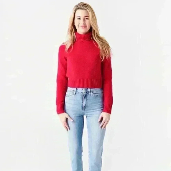 NEW RE/DONE 60s Slim Red Turtle Neck Sweater Large - Picture 4 of 9